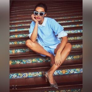 New Vince Camuto Stripped Puff Sleeve Top size Small